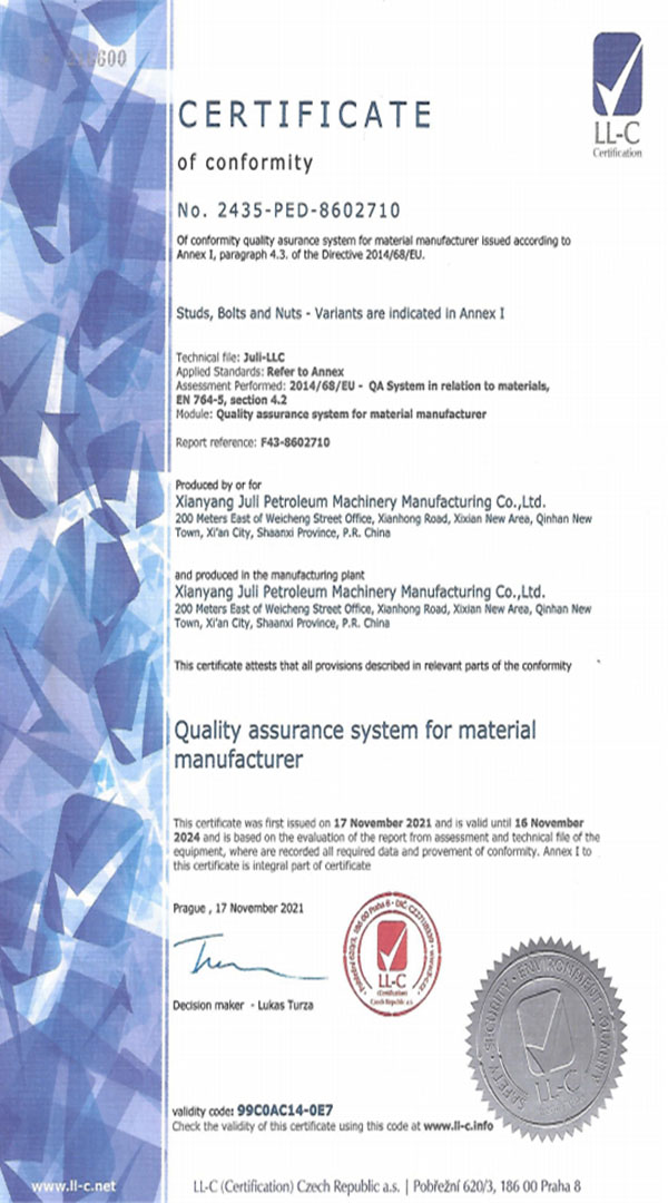 certificate of conformity